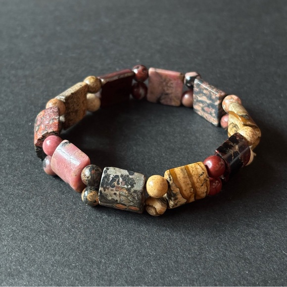 Earth-Tone Jasper Stones Beaded Bracelet | 6 IN - Picture 1 of 5